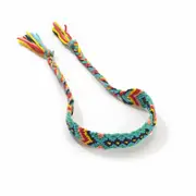 4 Pcs Women Bohemian Thread Bracelet Retro Handmade Multicolor Hand Rope Blue black