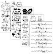 Whaline 4 Sheets Sentiment Words Clear Stamps Greeting Words Happy Birthday Silicone Transparent Stamps for DIY Craft Card Making Scrapbooking Embossing Album Decor