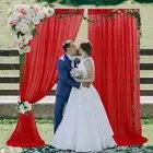 Red Curtains Sheer 2 Panels 29x120 Inches Long Chiffon Backdrop Curtains Chif...