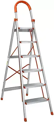 6 Step Ladder, Aluminium Folding Steps Ladders Multi Height Platform for Home Of
