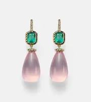 [Octavia Elizabeth] Octavia Elizabeth Rose Garden 18kt gold drop earrings with gemstones One Size pink