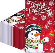 100PCS Christmas Snowman Paper Napkins,Christmas Guest Hand Towel Napkins, Decorative Christmas Dinner Napkins,Winter Snowflakes Cocktail Beverage Disposable Napkins for Xmas Party