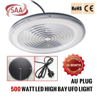 500W LED HIGH LOW BAY WORK LIGHT FACTORY WORK SHOP GROW GARAGE DOWN FLOOD LAMP