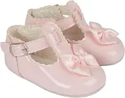 [Earlydays Baypods] Baypods, Baby Girls Shoes, Soft Soled Pre Walker Shoes, Satin Bow, Soft Faux Leather Baby Shoes, Made in England