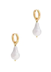 Sandralexandra Pearl-embellished 18kt Gold-plated Hoop Earrings ONE SIZE