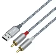 4ft RCA to USB Audio Cable Type A 2 Adapter Cord Male 2RCA Y Splitter...