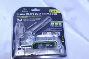 3 Way Heavy Duty Stapler / Tacker Chrome Plated Includes Staples Staple Gun