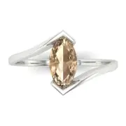 1Ct Marquise Cut Yellow Moissanite Gold Solitaire Promise Statement Bridal Ring
