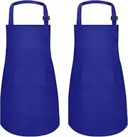 MEOGETY 2Pcs Kids Apron Adjustable Children Artists Aprons with Pockets Chef Aprons for Cooking Kitchen Backing Painting