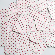 Rectangle Sequin 1.5" Red Polka Dot on White Opaque