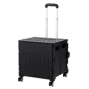 Emajin Shopping Trolley Cart 75L Foldable Black Grocery Food 360 Degree Swivel