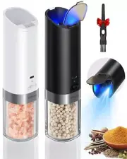 FORLIM USB Rechargeable Salt and pepper grinder set,with White & Black