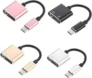 SEWACC USB C to Audio Adapter Cable Converter for Headphones Charging Compatible with Pixel XL HTC and More Golden Design