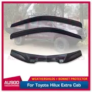 Luxury Weather Shields + Bonnet Protector for Toyota Hilux Extra Cab 2011-2015 Weathershields Window Visors