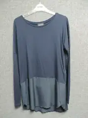 Warehouse Woven Mix Long Sleeved Top, Navy UK 10 RRP £25 LN019 FF 11