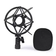 Q2U Microphone Shock Mount Holder with Foam Windscreen for Absorbe Vibration