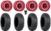 Fuel Rincon Bdlk 15" Wheels Red 30" Terra Claw Tires Polaris RZR XP 1K / PRO XP