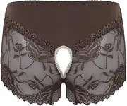 [GRRKDFQ] Women's Erotic Bodystockings & Catsuits See-Through Lace Open Crotch Underpants,As Shown,XL