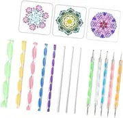 Vaveren 16 Pieces Mandala Set Mandala Dotting Tool DIY Craft Project Mandala Dotting Pen Manicure with Stencils Art Dots Tool, B Set