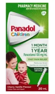Panadol Children 1 month to 1 Year 20mL Paracetamol Cherry Vanilla Colour Free