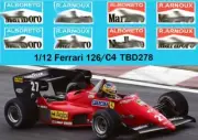 1/12 DECALS for Ferrari 126/C4 1984 Alboreto Arnoux Logo for MFH Decals TBD278