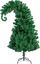 CCINEE 5 Feet Pine Christmas Tree Decor with Solid Metal Stand Santa Claus Artificial Full Green Tree Xmas Whimsical Bent Top Christmas Tree for Wicked Party Indoor Outdoor Living Room Home