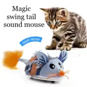 Wagging Tail Cat Toy Mouse Interactive Moving Mice Squeaky Sound Cat Game Toys