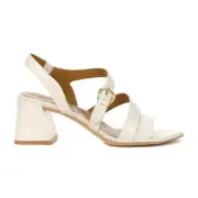 Naturalizer Veva Warm White Leather Block Heel Sandals I8979L3100