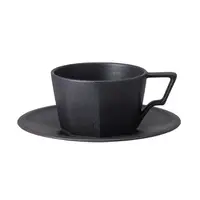 在飛比找PChome24h購物優惠-日本KINTO OCT八角咖啡杯盤組300ml-黑