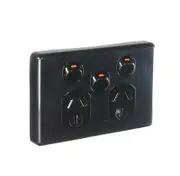 Clipsal Classic C2025XA-BK - Black 10 amp Double Power Point With Extra Switch