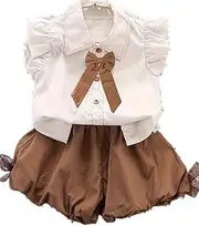 [WIAINIBIBI] Academy style summer outfit small flying sleeve shirt flower bud pants stylish two-piece set