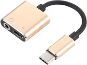 TEHAUX USB C to Audio Adapter C Headphone Mic Converter for Portable Charging Audio Support Golden