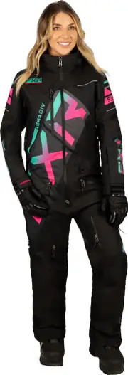FXR CX F.A.S.T. Insulated 2023 Ladies One Piece Snowmobile Suit, black-pink, Size 2 for Women Black Pink