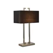 Jena Cuboid Fabric Shade Metal Table Lamp Light Stain Chrome Black