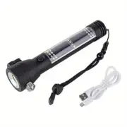NNETM Multi-Functional Solar Power LED Flashlight - 5-in-1 Outdoor Survival Tool