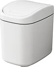 Toguma Desktop Trash Can with Lid Table Trash Basket Bedside Plastic Waste Paper Basket Mini Trash Bin for Car Wastebasket for Coffee Shop (White)
