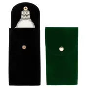 2 Pcs Velvet Watch Pouch, Portable Watch Travel Case, Black/Dark Green
