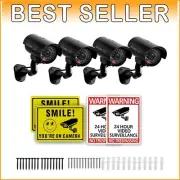 Realistic LED Fake Security Camera Set with Warning Signs - 8 Essential Pieces