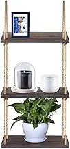 Wooden Hanging Shelf, Wall Shelf with Rustic Jute Rope, Country Style Floating Shelves, Farmhouse Shelf Decoration for Kitchen Living Room Bedroom