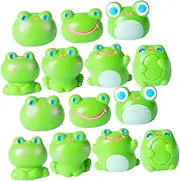 Totority 14pcs Miniature Frog Figurines Green Resin Frogs for DIY Terrarium Crafts Fairy Garden Decorations Dollhouse Accessories Whimsical Home and Office Decor Lightweight Collectibles