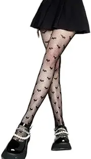 [AYTDNEHGK] Star Heart Socks Tattoo Print Pantyhose Fishnet Stockings Tights Lace Black Tights