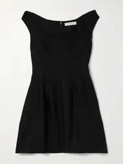 [Faithfull] Faithfull - Olmeto Off-the-shoulder Linen Mini Dress - Black - small small Black