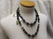 80s vintage GENUINE LUCITE NECKLACES 18” & 24” Black & Gold ~ Lot of 2 NOS NWT