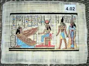 Egyptian Papyrus 30 x 40 cm * 4.02 - Winged Maat in front of Isis wife of Osiris