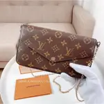 二手精品 LV FELICIE POCHETTE 路易威登 三件式 信封式 斜背包 手拿包 鏈帶包 M61276