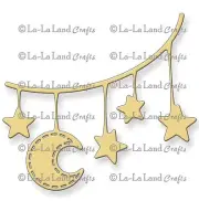 Moon & Star Banner Die American made Steel Die La La Land Crafts DIE 8104 New