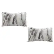 SOGA 2X 30cm Floral Gray Rabbit Fur Throw Pillows