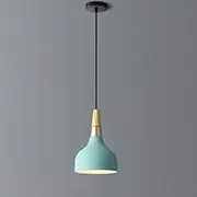 Modern Pendant Light, Bell Shade with Wood and Gold Accents, Single Hanging Light Fixture, E27 Base, Kitchen Restaurant Bar Balcony Hanging Pendant Light, Bulb Not Included (Green)
