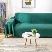 [AIVIA] Couch Cover Sheet Blanket, Oversized Covers for 3 Cushion Sofa, Sofa Throws Slipcovers, L-Shape U-Shaped Sectional Protector Cats Dogs, Blackish Green, 71/''x118/'' (A-WOVEN-COUCH-COVER-325)