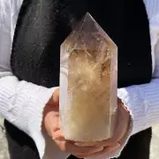 2.1LB Natural Smoky Citrine Quartz Obelisk Crystal Wand Point Healing G5446